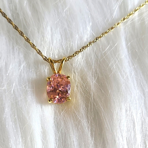 5.6ct Oval Pink Topaz Slide Pendant on approx. 18inch Rope Chain - Picture 1 of 8